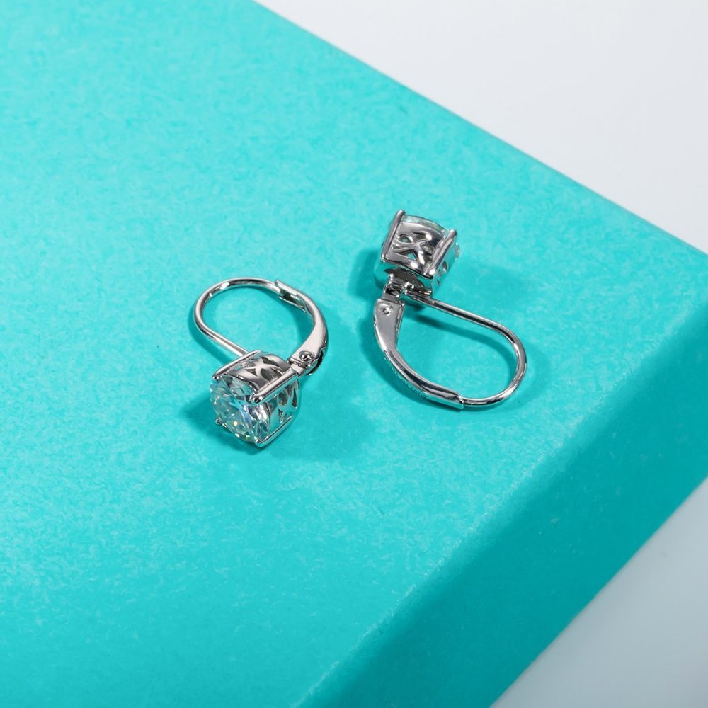 Certified 2ct. t.w. Moissanite Diamond Dangle Drop Earrings NEW - Picture 7 of 10